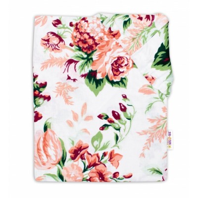 Baby Nellys Bavlnené prestieradlo 60x120 - Ruže, biela