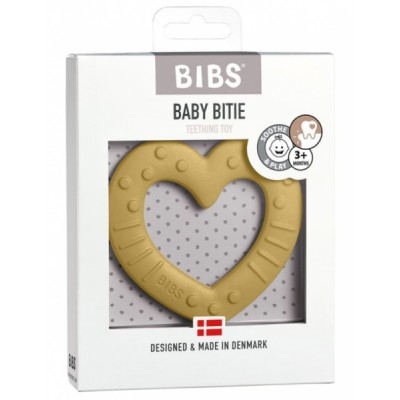 BIBS Baby Bitie Heart Mustard - Silikónové hryzátko Srdiečko - horčicové