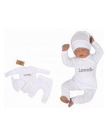 Z & Z 3-dielna súpravička body, tepláčky a čiapočka Loved - biela