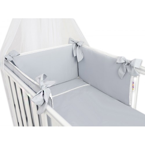 Baby Nellys Luxusní 3-dielna sada Mantinel s obliečkami Royal Baby  - sivý
