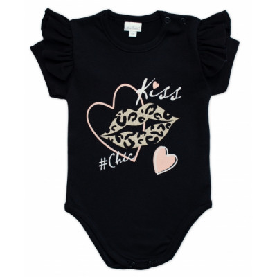 G-baby Dojčenské body s volánikom Kiss - čierne