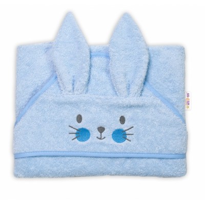 Froté osuška s kapucňou 80 x 80 cm Bunny - modrá, Baby Nellys