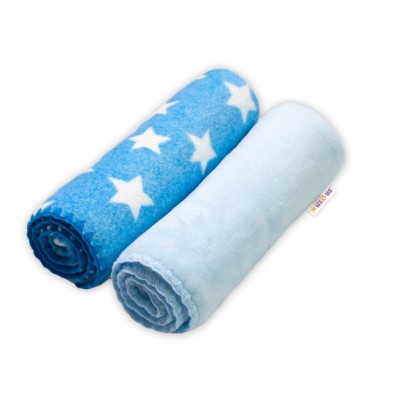 Baby Nellys Detská Coral deka - Dual pack, 80x90 cm, Hviezdička, modrá