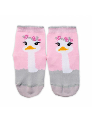 Baby Nellys Bavlnené ponožky Pštros - svetlo růžové
