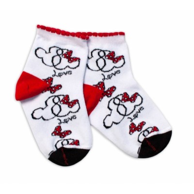 Baby Nellys Bavlnené ponožky Minnie Love - biele, veľ. 104/116