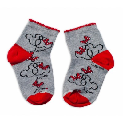 Baby Nellys Bavlnené ponožky Minnie Love - sivé, veľ. 122/128