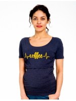 Be MaaMaa Tehotenské/dojčiace triko kr. rukáv, Coffee - jeans, veľ. XL