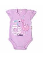Baby Nellys Bavlnené dojčenské body, kr. rukáv, Flamingo - lila