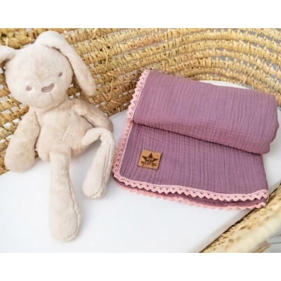 Baby Nellys Luxusná dvojvrstvová mušelínová detská deka, 75 x 100 cm, fialová