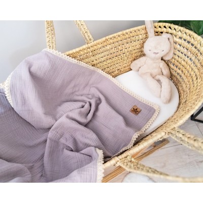 Baby Nellys Luxusná dvojvrstvová mušelínová detská deka, 75 x 100 cm, sivá