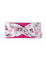 Baby Nellys Bavlněná dětská čelenka Berušky - bílá/růžová, 12-24 m