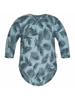 Baby Nellys Bavlnené body dl. rukáv, zapínanie bokom, Palmy - zelené