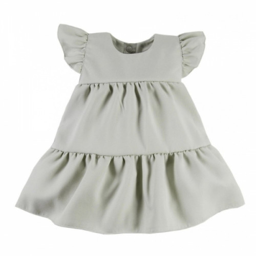 EEVI Dievčenské šaty s volánikmi Nature - khaki, veľ. 68