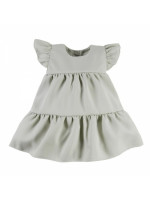 EEVI Dievčenské šaty s volánikmi Nature - khaki, veľ. 74