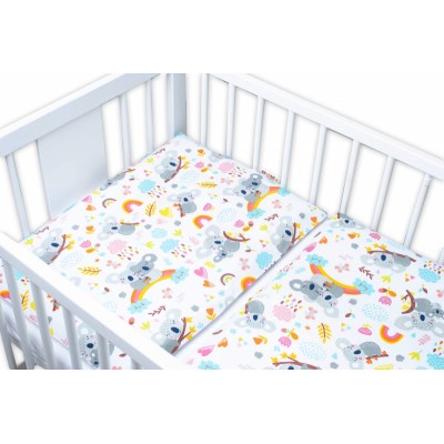 Baby Nellys 2 - dielne bavlnené obliečky - Koala a dúha, biela