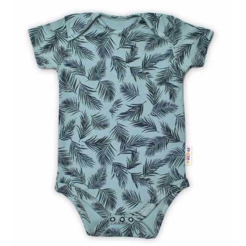 Baby Nellys Bavlnené body krátky rukáv, Palmy - zelené, vel. 86