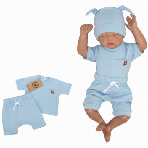 Z&Z 2-dielna sada tričko kr. rukáv, kraťasky s špagátom - modrá, vel. 86