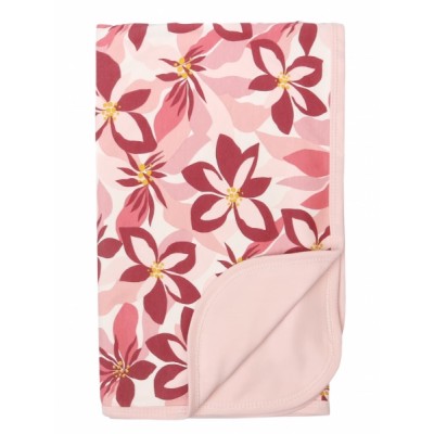 Mamatti Detská obojstranná bavlnená deka, 80 x 90 cm, Magnólie, růžová