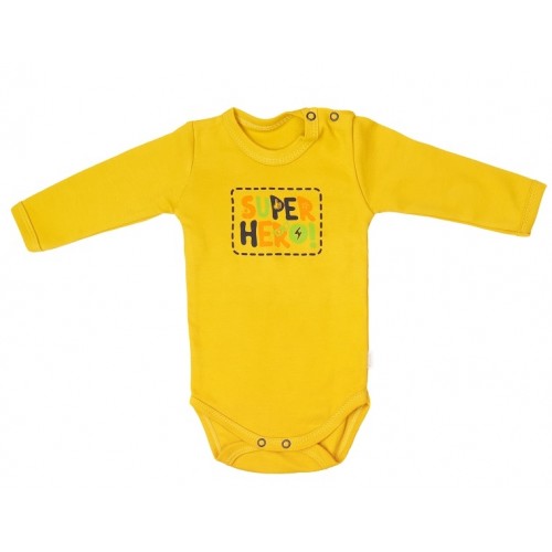 Mamatti Dojčenské body dlhý rukáv, Hero - horčicová, veľ. 80