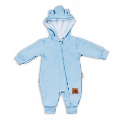 Baby Nellys ® Teplákový overal s kapucňou - sv. modrý, veľ. 68