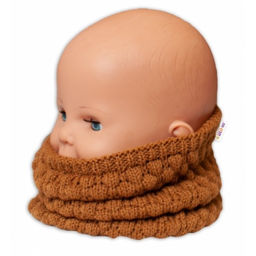 BABY NELLYS Pletený nákrčník / komínok - hnedý