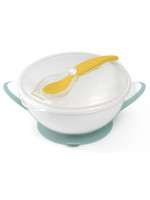 Uzatvárateľná miska s prísavkou a lyžičkou - žltá, mätová