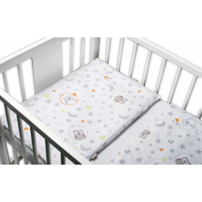 Baby Nellys 2-dielne bavlnené obliečky Sovičky - biela
