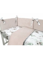 BABY NELLYS 3-dielna sada Mantinel s obliečkami, bavlna/velvet, Exotika, béžová/biela