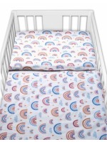 Baby Nellys 2-dielne bavlnené obliečky - Dúha, pastelová/biela