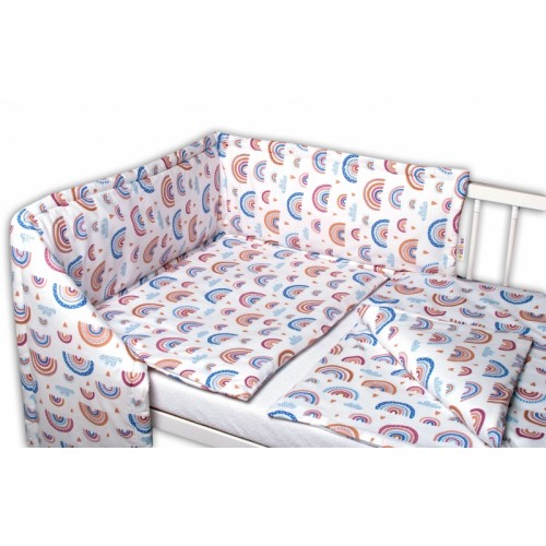 Baby Nellys 3-dielna sada Mantinel s obliečkami -Dúha, pastelová/biela, veľ.135x100 cm