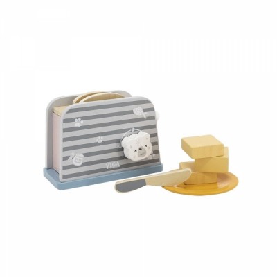 Lelin Drevená hračka - Toaster medvedík- sivý
