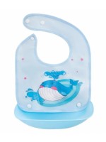 Silikónový podbradník s vreckom Veľryba, modrá