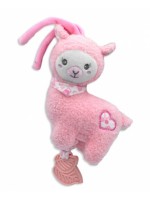 Závesná plyšová hračka s hrkálkou Lama 15 cm - růžová