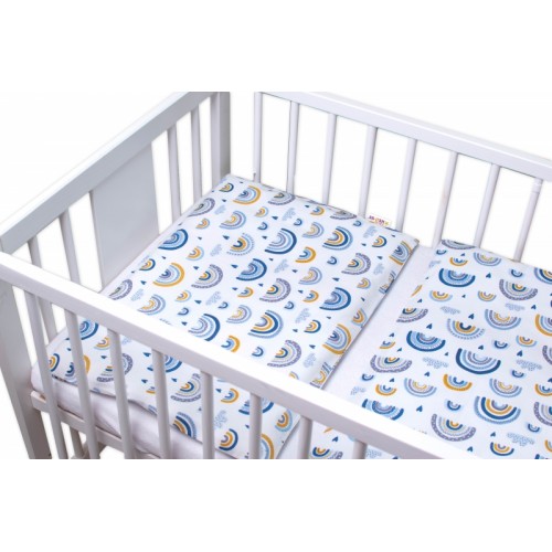 Baby Nellys 3-dielna sada Mantinel s obliečkami -Dúha, modrá