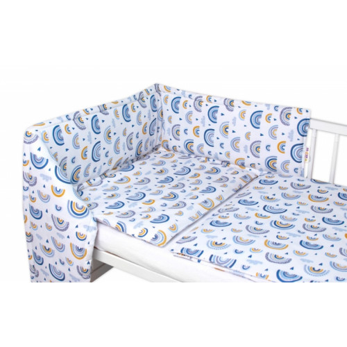 Baby Nellys 3-dielna sada Mantinel s obliečkami -Dúha, modrá