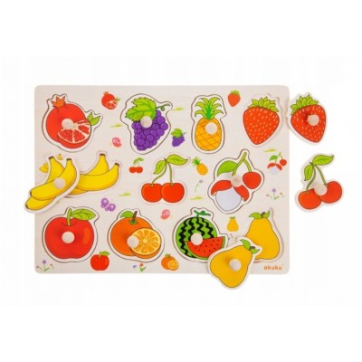 Akuku Edukačná vkladačka/puzzle s úchytmi - Ovocie