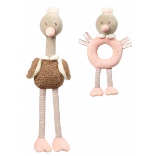 BabyOno Sada edukačných hračiek - Ostrich Mcknox family, sivá, ružová
