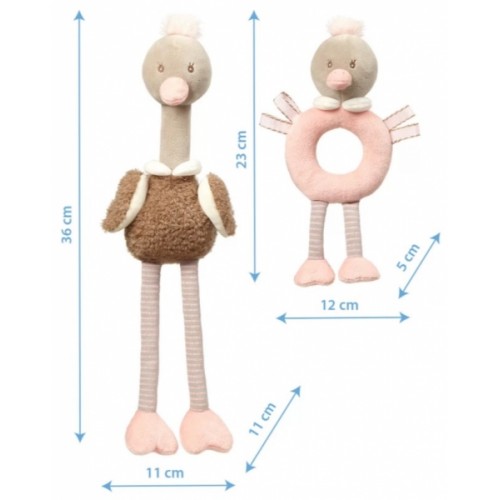 BabyOno Sada edukačných hračiek - Ostrich Mcknox family, sivá, ružová