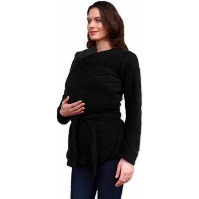 JOŽÁNEK Zavinovací kabátik pre nosiacich, tehotné - fleece - čierna