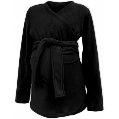 JOŽÁNEK Zavinovací kabátik pre nosiacich, tehotné - fleece - čierna