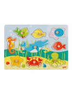 Goki Edukačná drevená vkladačka/puzzle s úchytmi Morský svet
