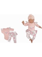 Z&Z 2-dielna súpravička body a legíny so sukničkou Kvety - púdrová/ecru