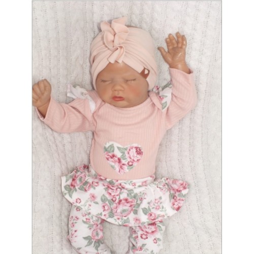 Z&Z 2-dielna súpravička body a legíny so sukničkou Kvety - púdrová/ecru, veľ. 74