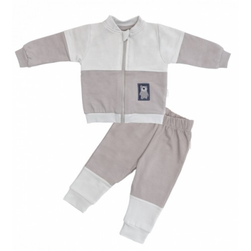 Mamatti Detská tepláková súprava zapínanie na zip, Bear - šedá, veľ. 110