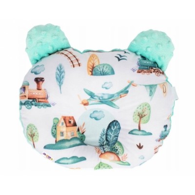 Baby Nellys Bavlnený vankúšik s minky Teddy, Vláčik a lietadlo
