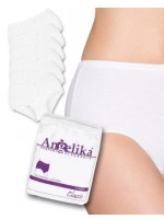 Bavlnené nohavičky Angelika s vysokým pásom, 6ks v balení, biele, veľ. XL