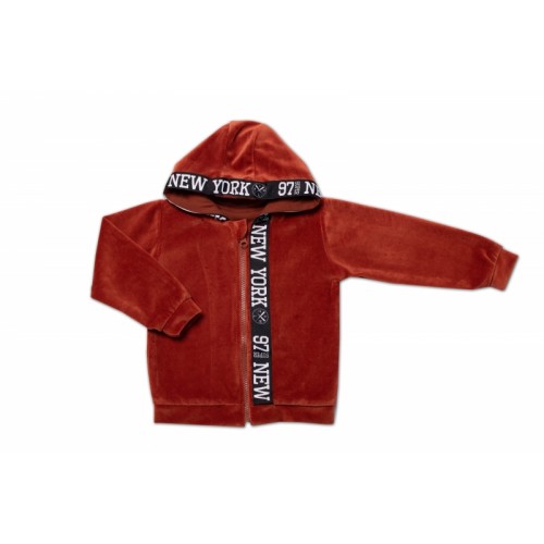 Mamatti Detská tepláková súprava Velvet zapínanie na zip, Fox, hnedá, veľ. 80