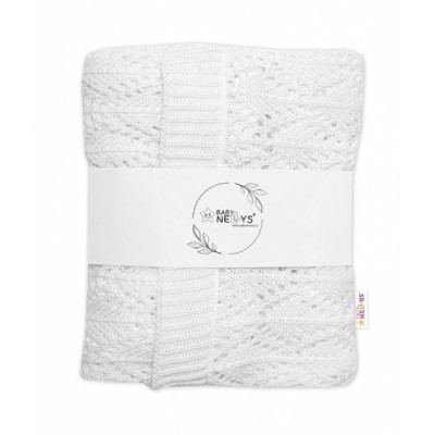 Luxusná bavlnená háčkovaná deka, dečka LOVE, 75x95cm - biela