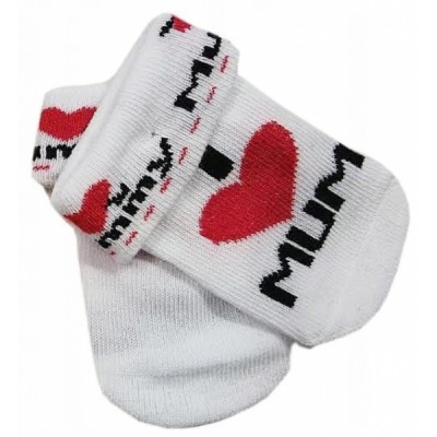 Dojčenské bavlnené ponožky I Love Mum, biele s potlačou, veľ. 80/86