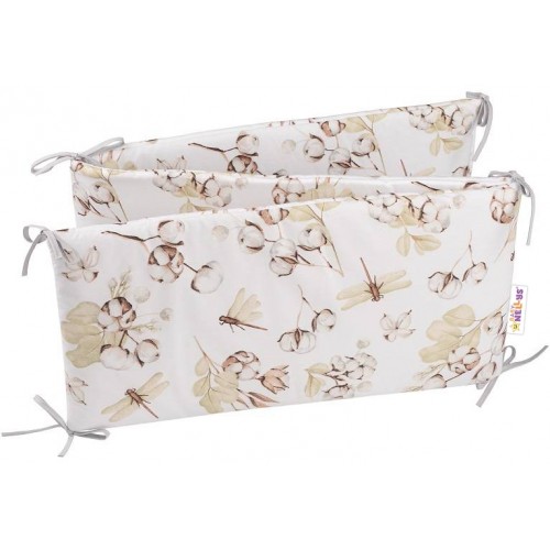 Baby Nellys 3-dielna sada Mantinel s obliečkami COTTON Premium, biela/béžová